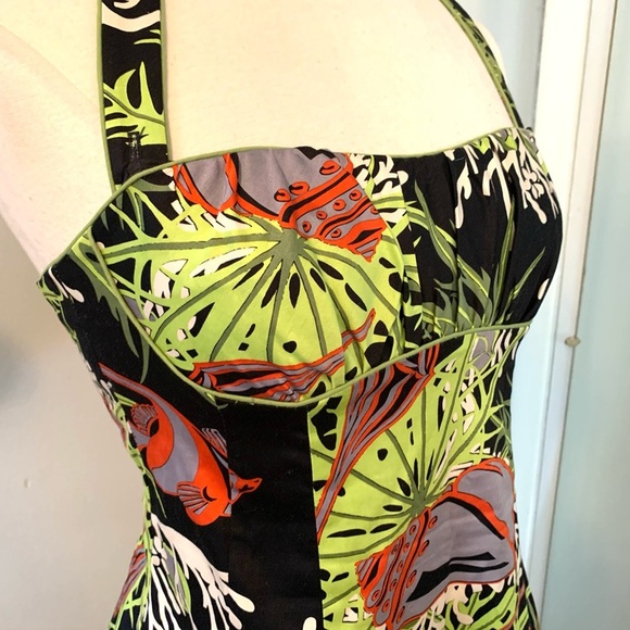 Tropical Print Halter dress sleeveless Small 6 Spring Summer Nanette Lepore - Picture 9 of 14